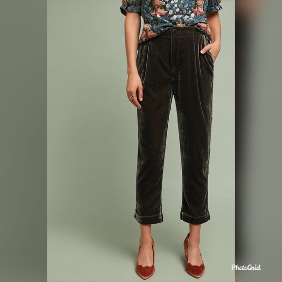 Ett:twa for Anthropologie Cuff Velvet Trouser XS-S - Picture 4 of 9